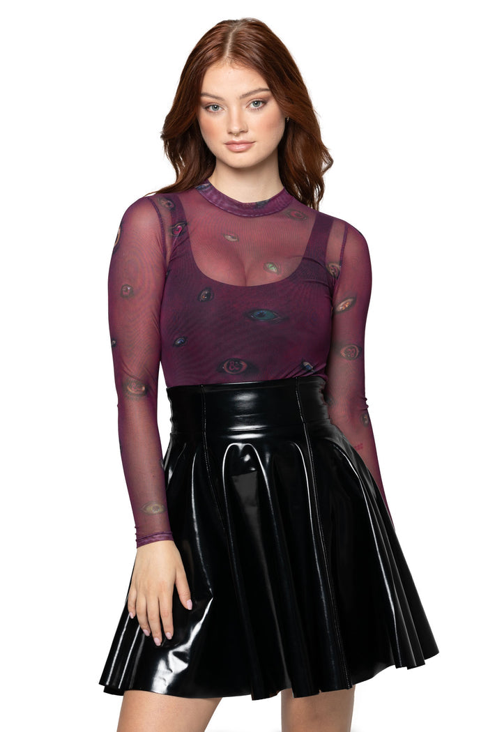 Eye Attire Sheer High Neck Long Sleeve Top