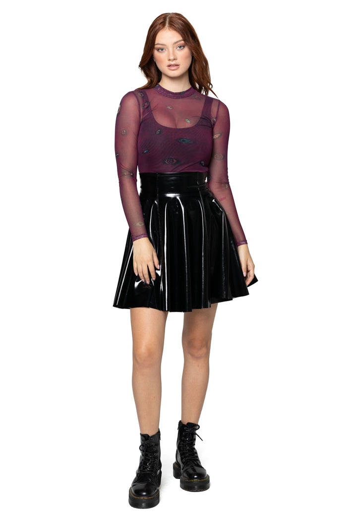 Eye Attire Sheer High Neck Long Sleeve Top