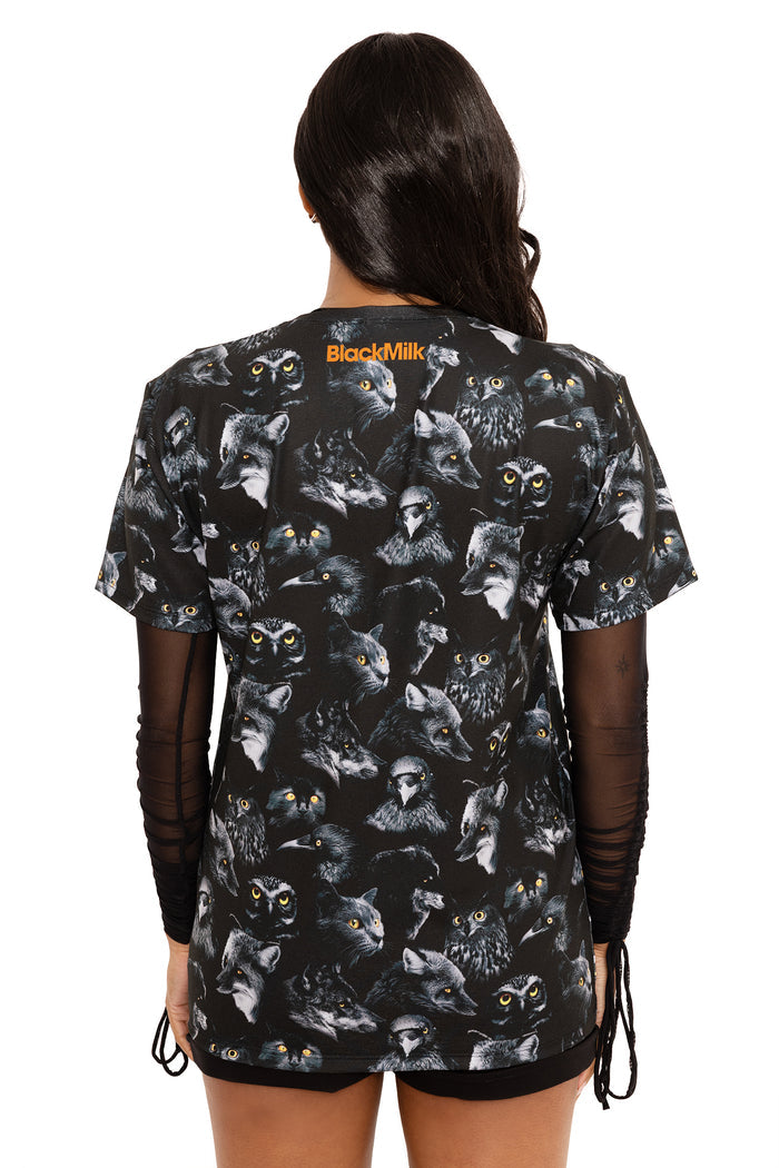 Graphic boyfriend tee with mystical animal artwork, offering a relaxed fit perfect for casual fashion, lounging and everyday adventures.