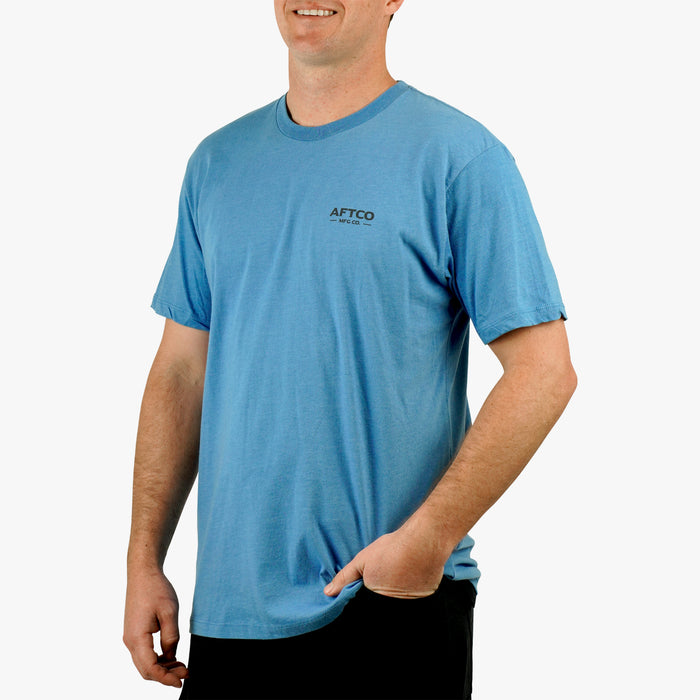 Azure Heather $Model is 6'1" 190lbs Size L$