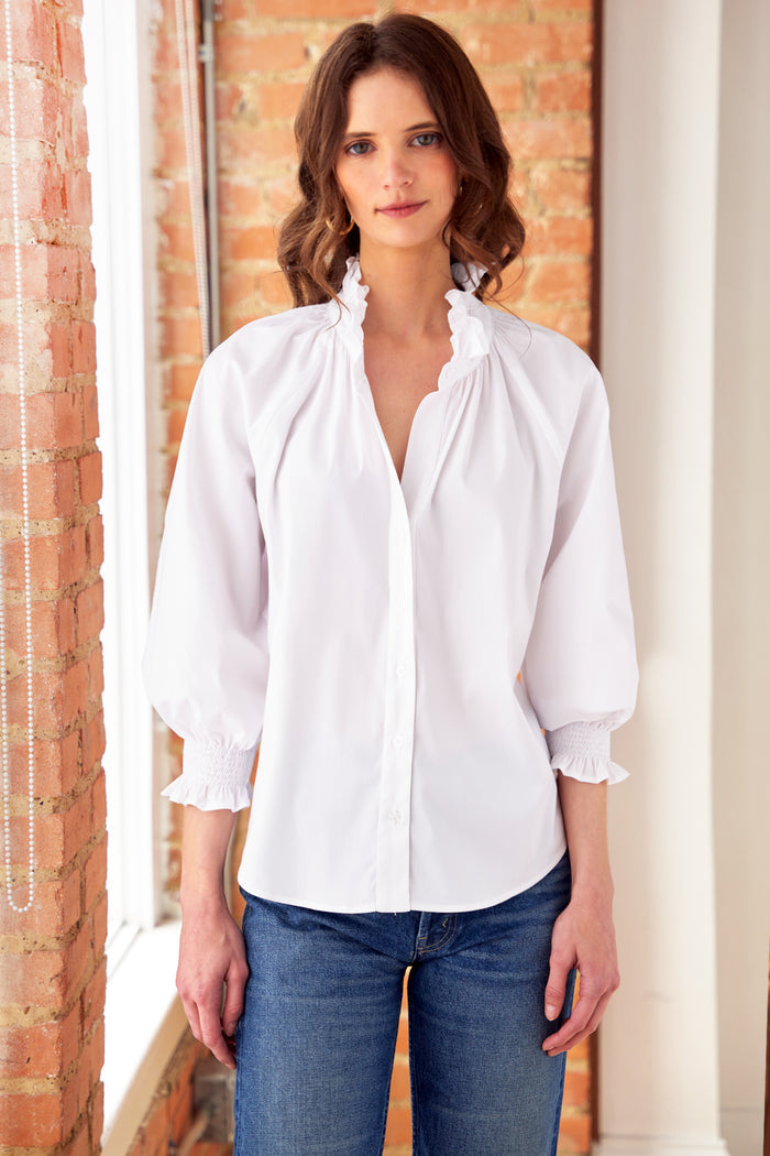 Fiona White Silky Poplin Shirt
