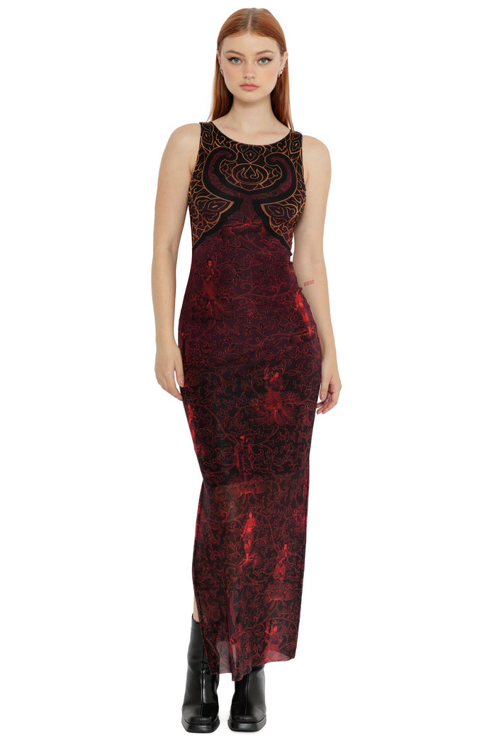 Avatar: The Last Airbender x BlackMilk Fire Nation Trio Tank Column Maxi Dress, bold Fire Nation Avatar fashion and official licensed Avatar apparel