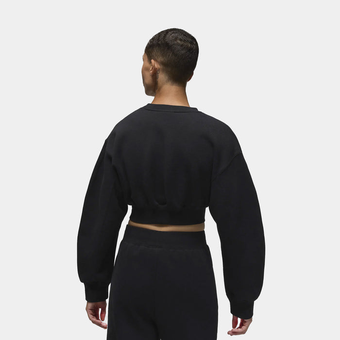 Flight Cropped Womens Fleece Sweatshirt (Black)