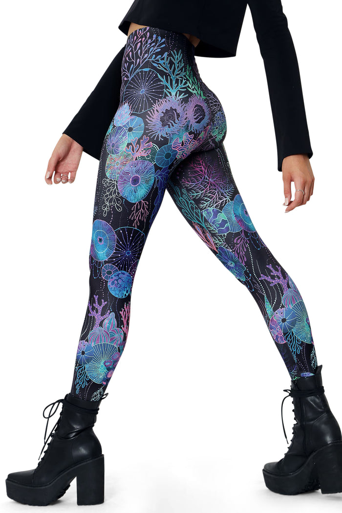 BlackMilk Clothing - Floral Coral Matte Finish High Waisted Leggings