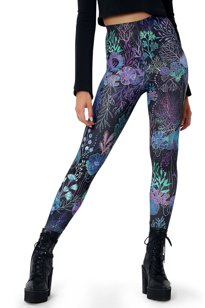BlackMilk Clothing - Floral Coral Matte Finish High Waisted Leggings