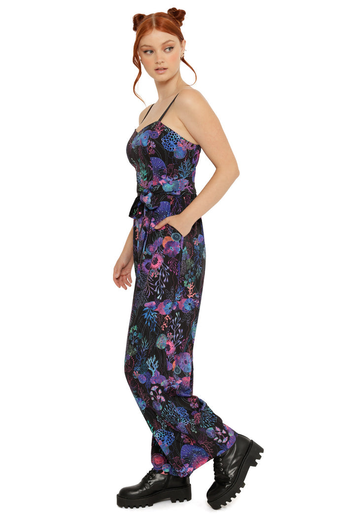 Floral Coral Long Jumpsuit