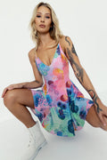 Floral Coral Rainbow Mini Strappy Dress