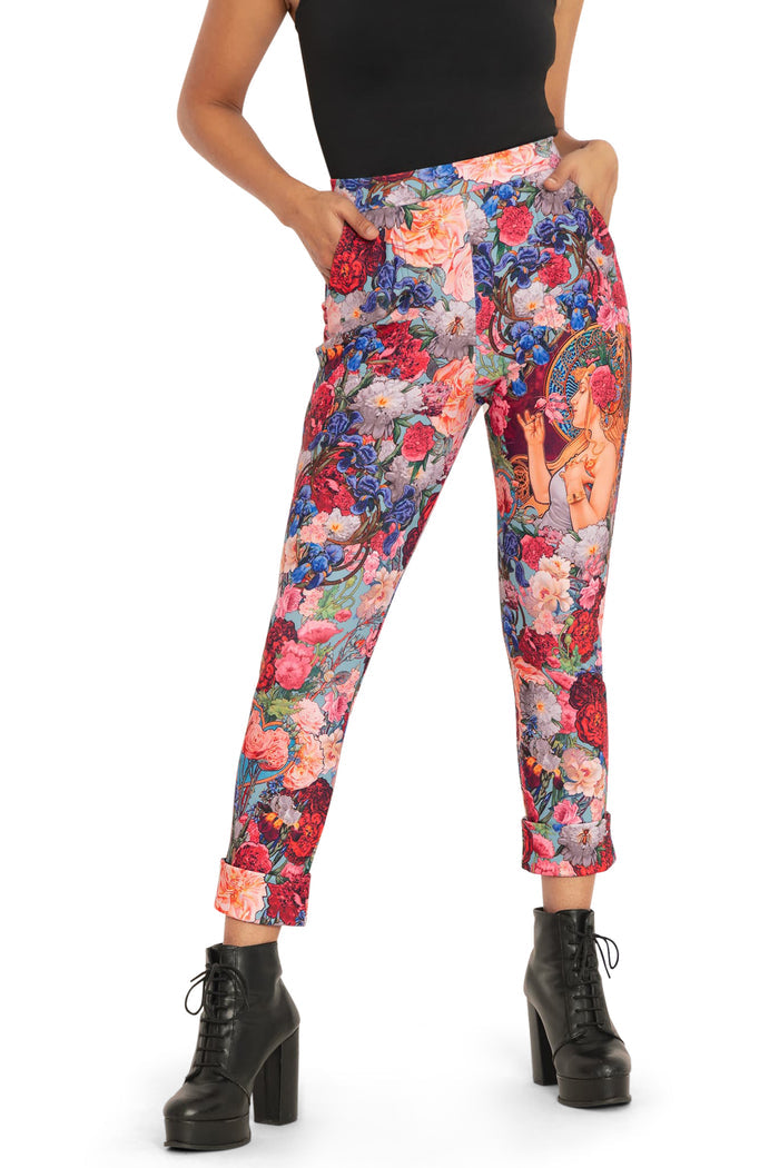 BlackMilk Clothing - Fragrance Of Violets Cuffed Pants