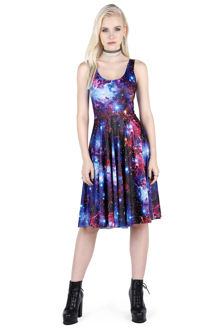 BlackMilk Clothing - Amethyst Galaxy Scoop Longline Dress