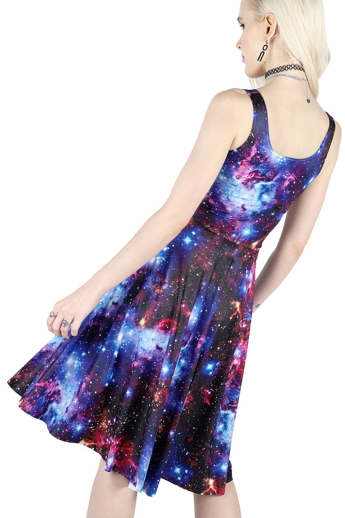 BlackMilk Clothing - Amethyst Galaxy Scoop Longline Dress