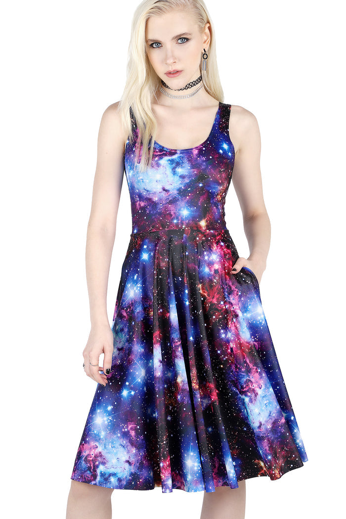 BlackMilk Clothing - Amethyst Galaxy Scoop Longline Dress