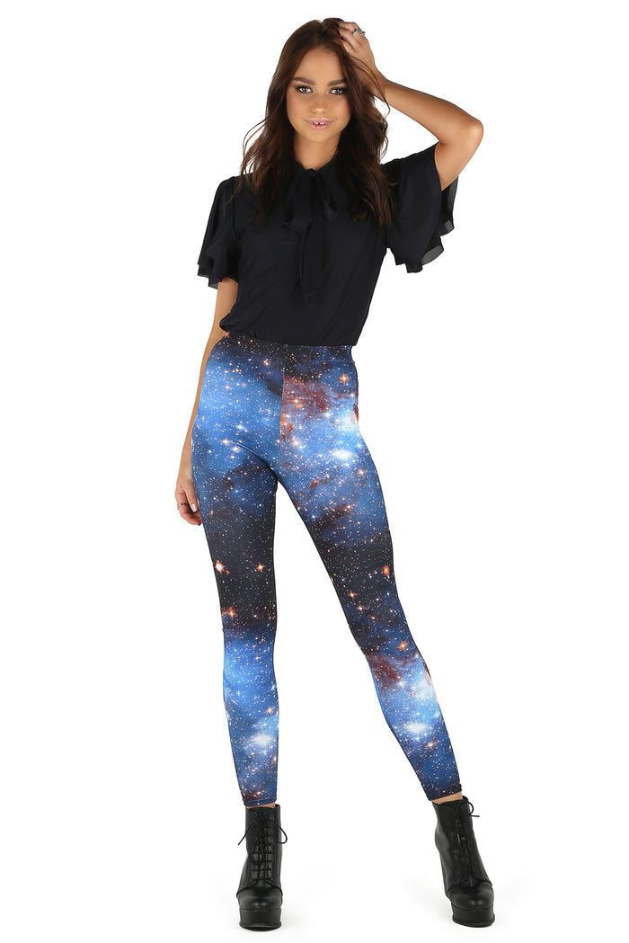 BlackMilk Clothing - Blue Galaxy Toastie High Waisted Leggings