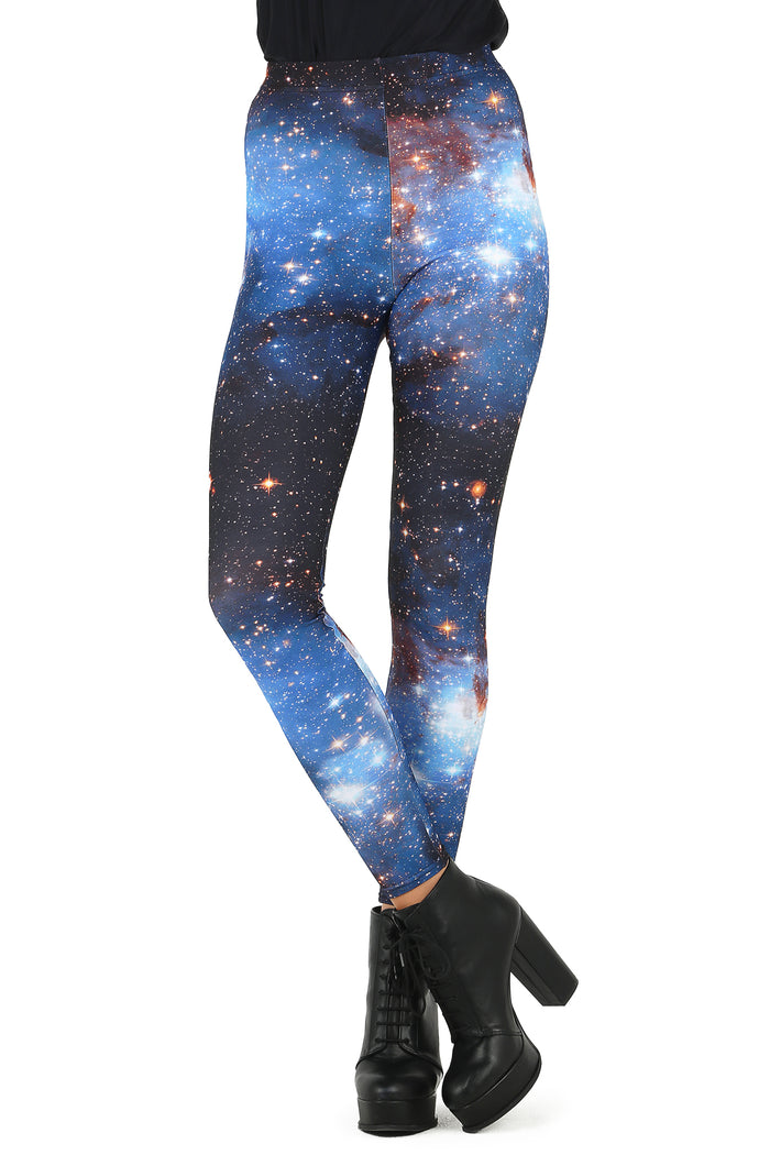 BlackMilk Clothing - Blue Galaxy Toastie High Waisted Leggings