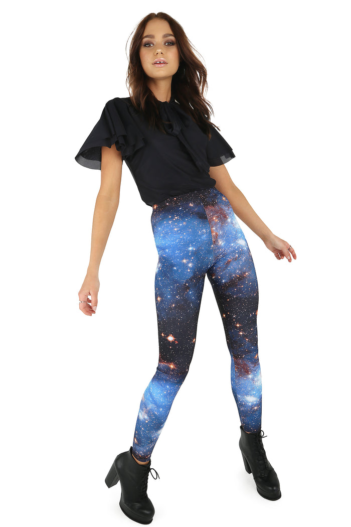 BlackMilk Clothing - Blue Galaxy Toastie High Waisted Leggings