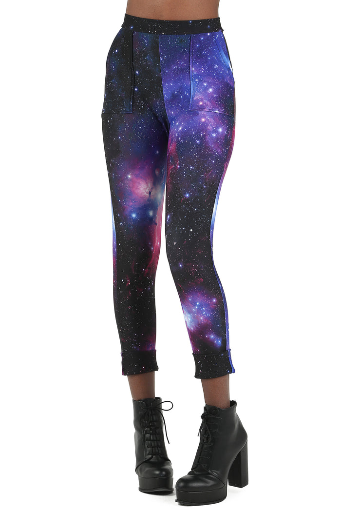 BlackMilk Clothing - Purple Galaxy Cuffed Pants