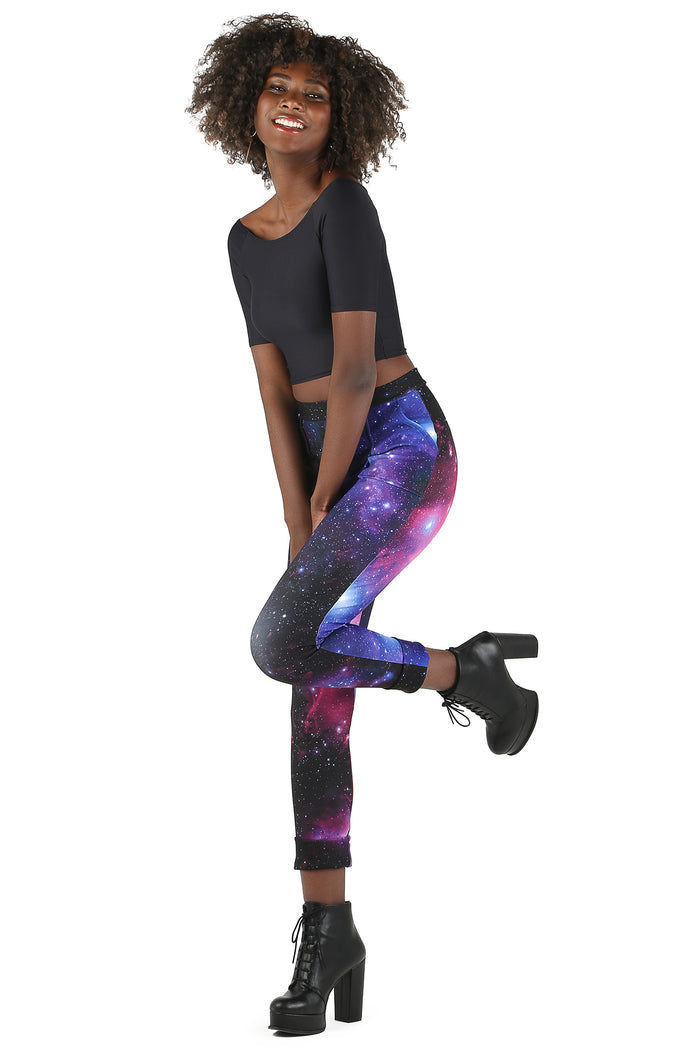 BlackMilk Clothing - Purple Galaxy Cuffed Pants