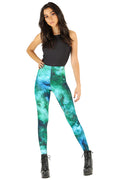 BlackMilk Clothing - Turquoise Galaxy Matte Finish High Waisted Leggings