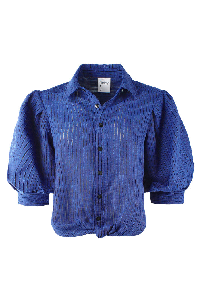 Blue textured shirt on a white background
