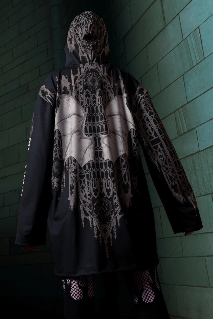 BlackMilk Clothing - Gargoyle Guardian Long Sleeve Hooded Big Tee