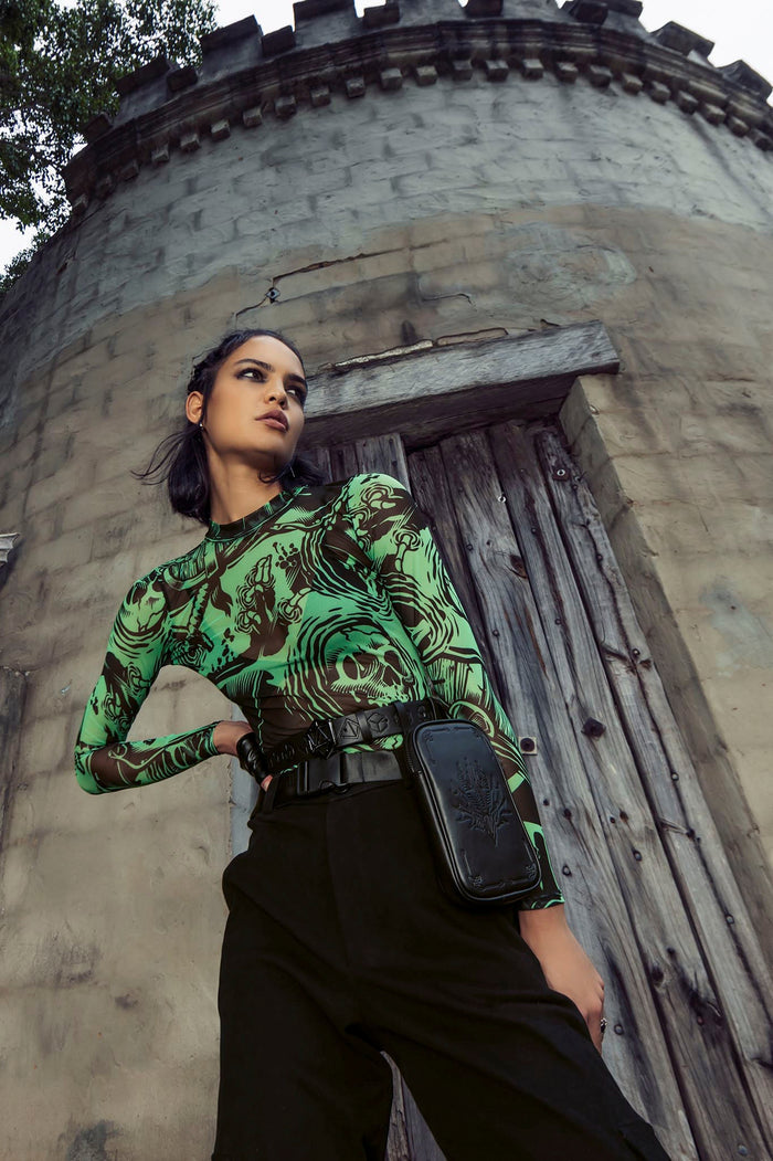 BlackMilk Clothing - Gelatinous Cube Sheer High Neck Long Sleeve Top