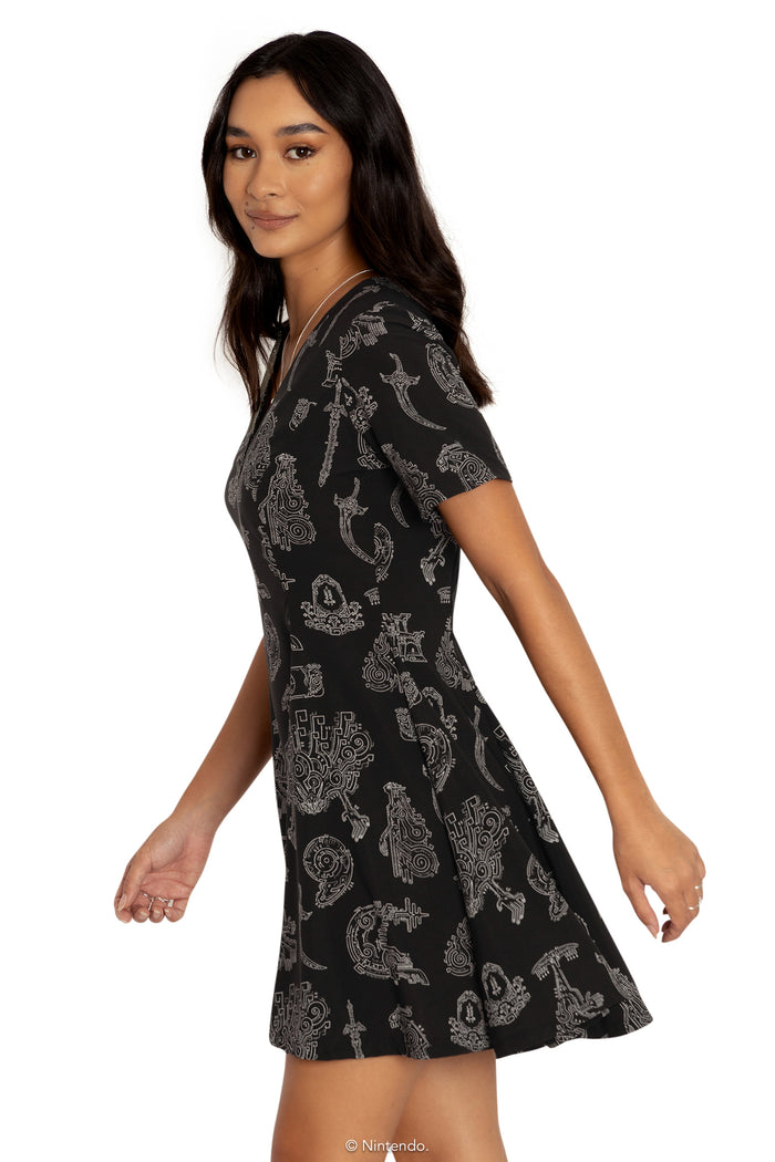 BlackMilk Clothing x Nintendo The Legend Of Zelda - Geoglyphs Evil V Dress - The Legend of Zelda Merchandise - Collaboration apparel - Licenced.