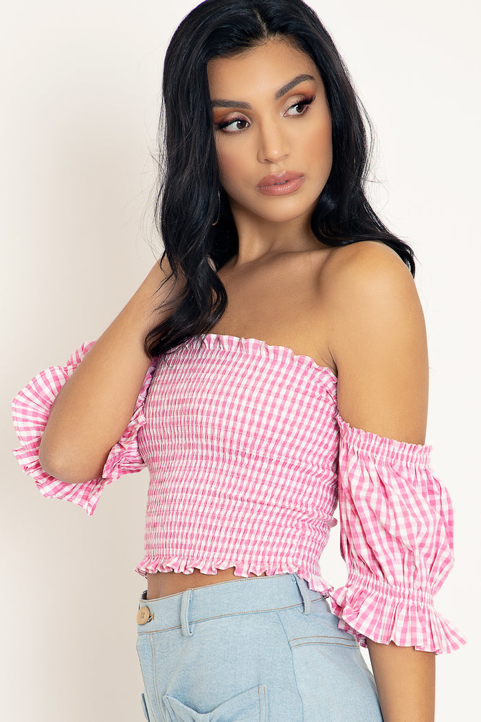Gingham Pink Spring Fields Top