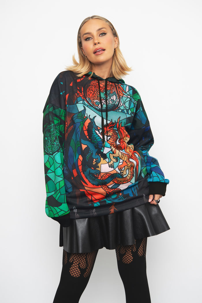 Dragon print hoodie with soft comfortable fit, designed for everyday wear, travel, lounging and effortless streetwear styling.
