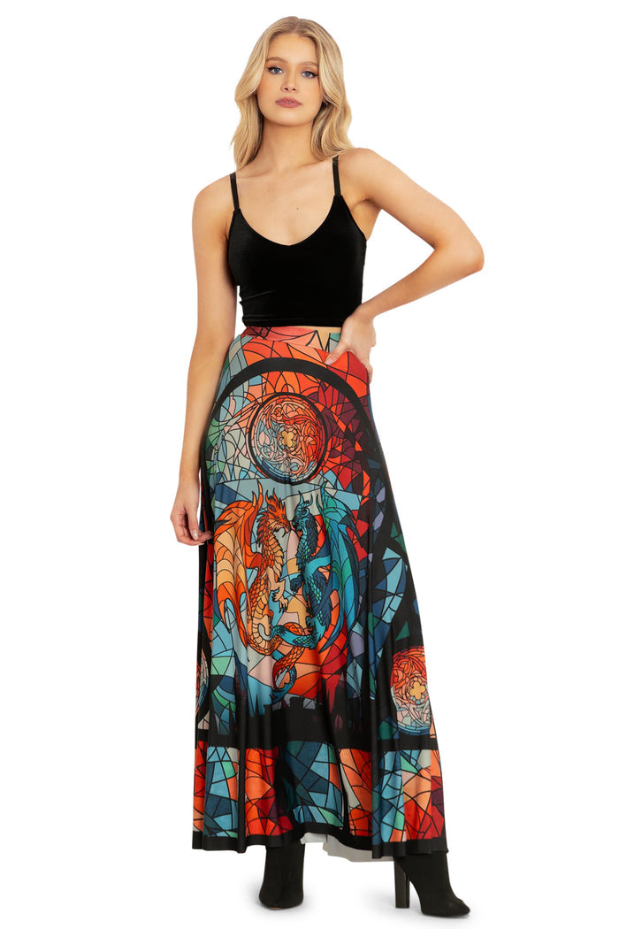 glass dragons maxi skirt