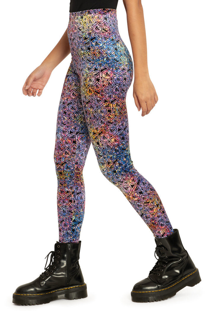 BlackMilk Clothing x Dungeons & Dragons - Glitter Dice Velvet High Waisted Leggings - Dungeons & Dragons Merchandise - Collaboration apparel - Licenced.