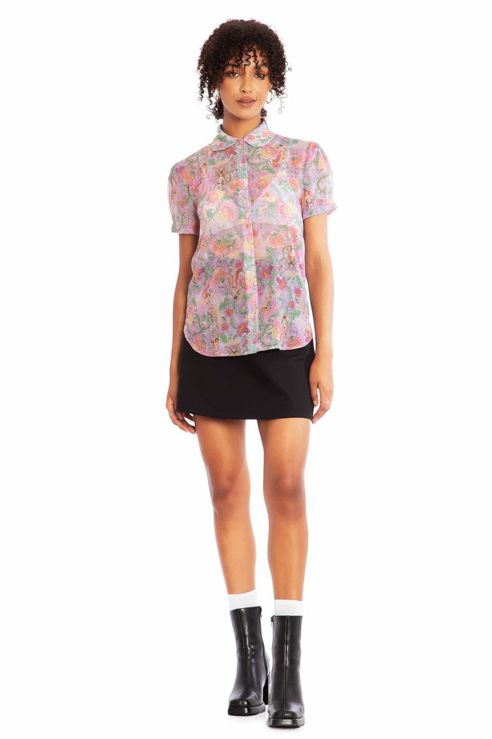 Goble Fairies Puff Sleeve Cute As A Button Shirt