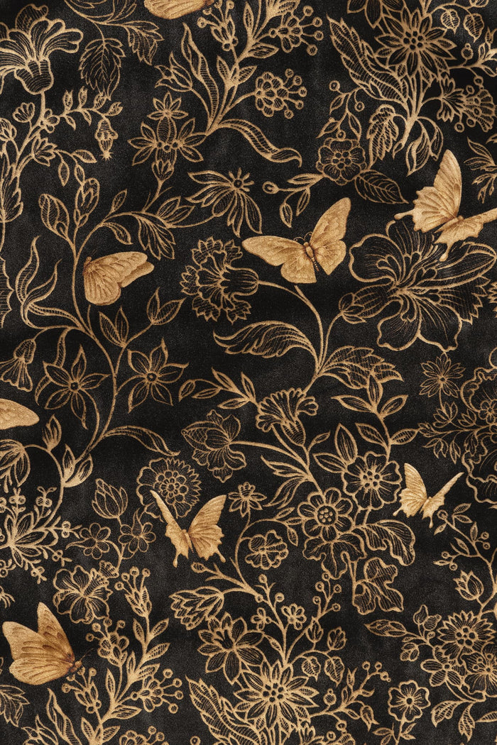 BlackMilk Clothing - Golden Garden Velvet Midi Dress
