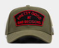 Good At Being Bad Trucker Mens Hat (Olive/Orange)