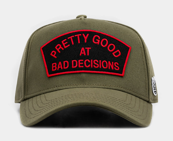 Good At Being Bad Trucker Mens Hat (Olive/Orange)