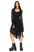 BlackMilk Clothing - Good Charms Long Sleeve Handkerchief Dress