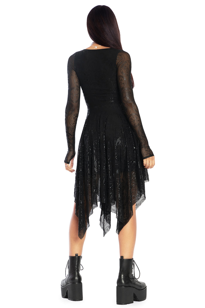 BlackMilk Clothing - Good Charms Long Sleeve Handkerchief Dress