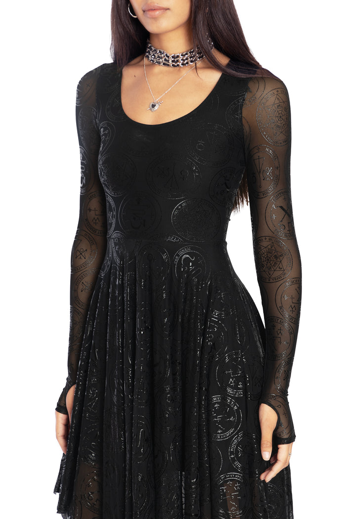 BlackMilk Clothing - Good Charms Long Sleeve Handkerchief Dress