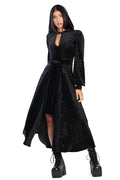 BlackMilk Clothing - Good Charms Velvet Hooded Maxi Jacket