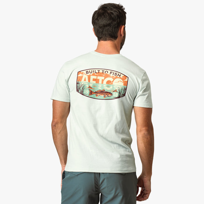Seafoam Heather $Model is 6'0" 182lbs Size M$