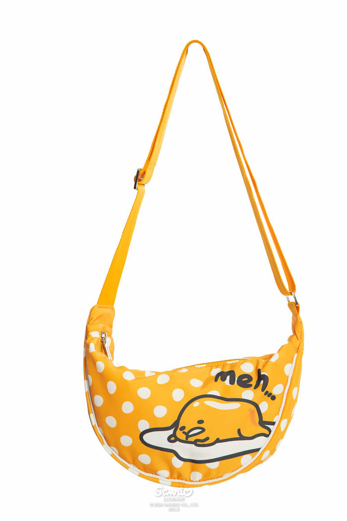 Gudetama Merchandise - Official Sanrio Products - Licensed Apparel - Kawaii Fashion - Yellow Polka Dot Crossbody Bag
