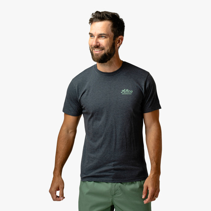 Charcoal Heather $Model is 6'0" 182lbs Size M$