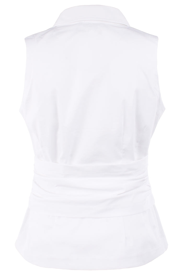 White sleeveless blouse on a white background