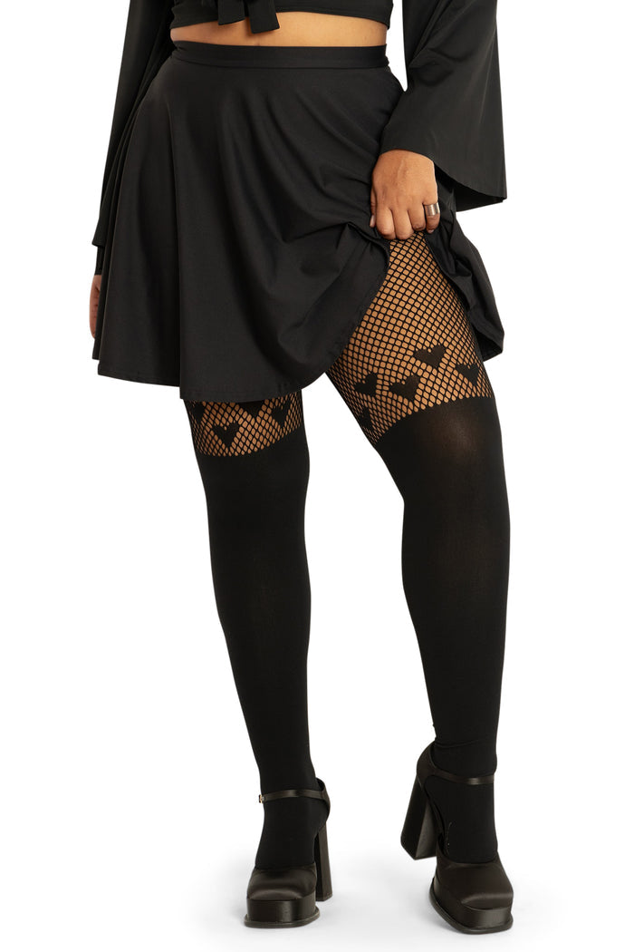 BlackMilk Clothing - Hearts Suspender Hosiery