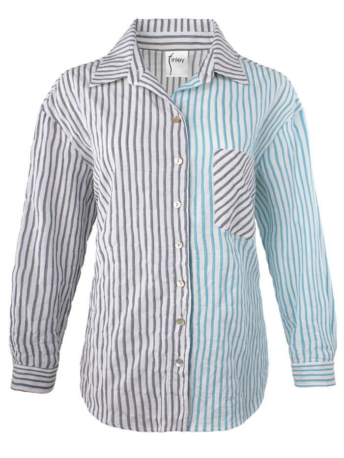 Striped shirt with a pocket on a white background
