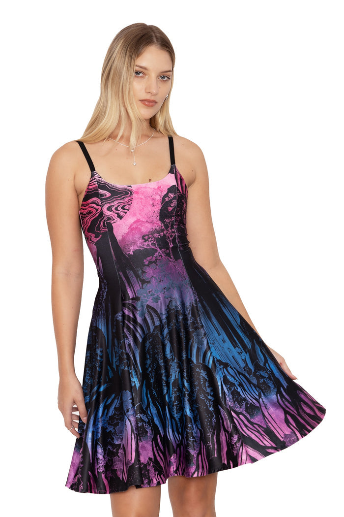 BlackMilk Clothing - hokusais waterfalls scoop neck strappy longline dress