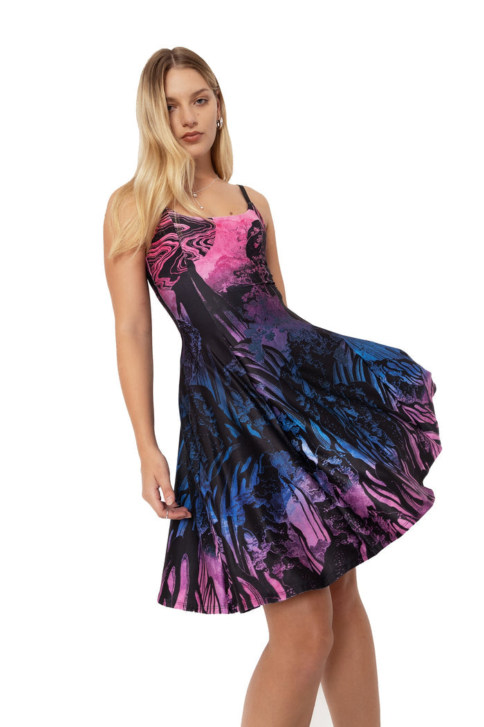 BlackMilk Clothing - hokusais waterfalls scoop neck strappy longline dress