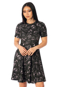BlackMilk Horror Bound Longline Evil Tee Dress – black ghost and skull print longline Halloween tee dress, part of the BlackMilk Clothing Halloween collection