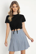Houndstooth Navy High School Skirt