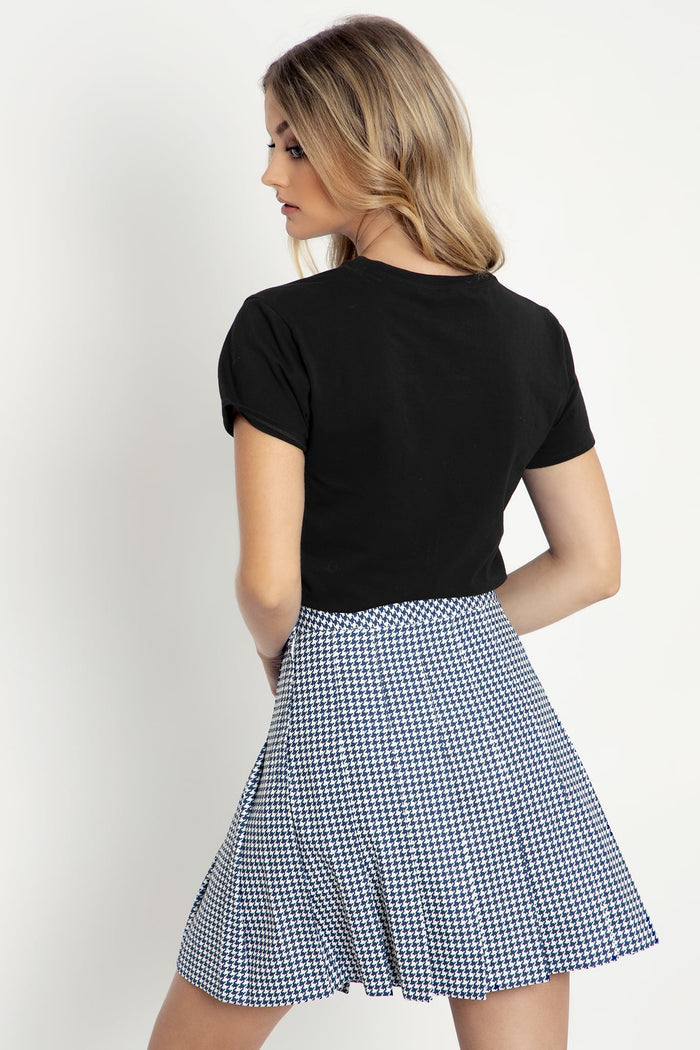 Houndstooth Navy High School Skirt