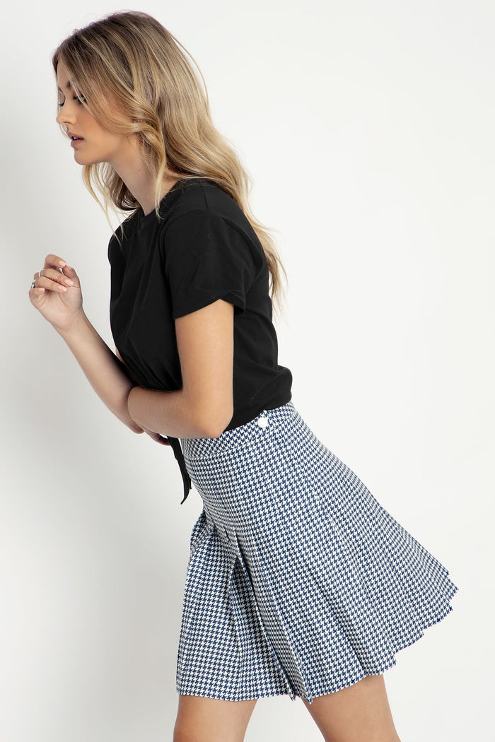 Houndstooth Navy High School Skirt