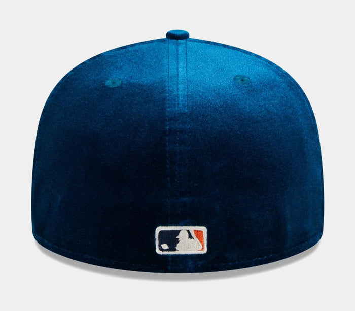 Houston Astros Velvet Visor Clip 59Fifty Fitted Mens Hat (Blue/Orange)